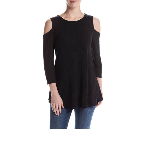 Black Cupio cold shoulder long sweater